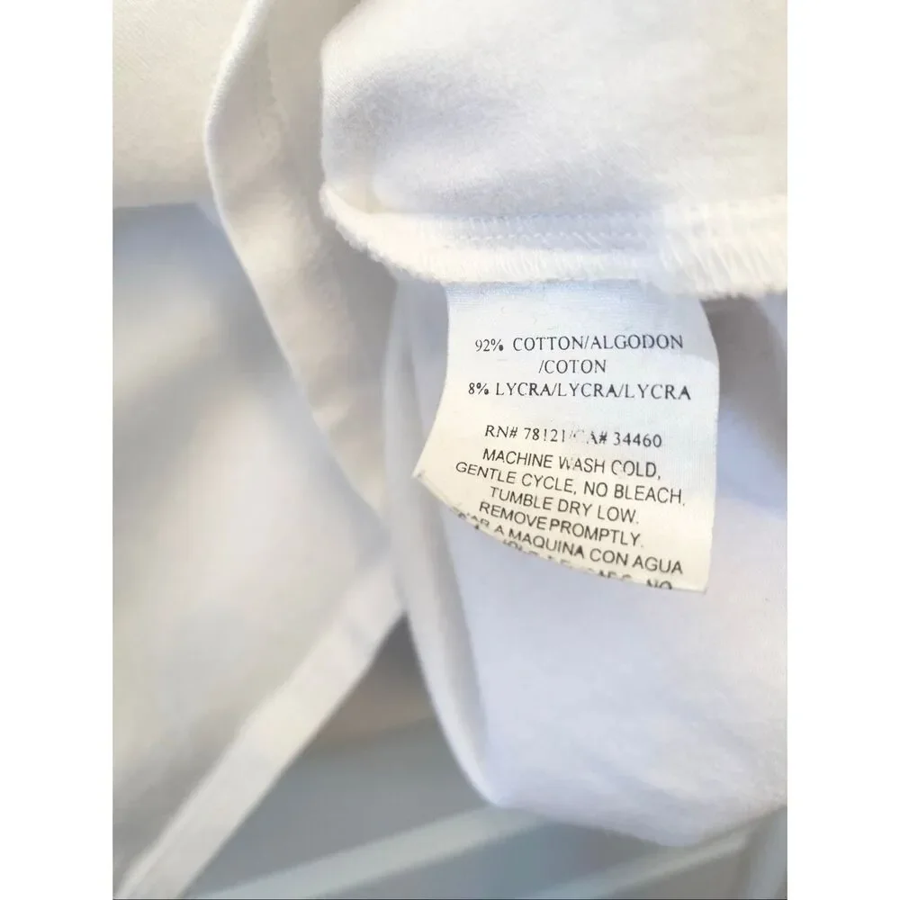 Eileen Fisher White Cotton Knit T-Shirt - Picture 3 of 4